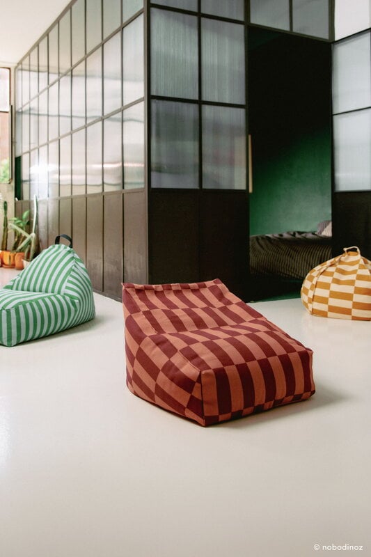 Nobodinoz Vibes Round kids' beanbag, mustard and sand tiles, view 2