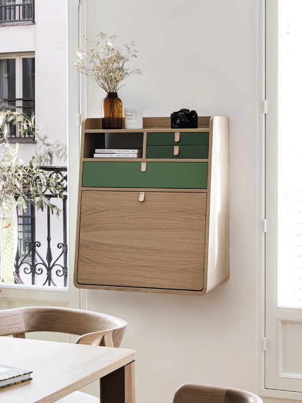 Hartô Gaston wall desk, 60 cm, oak - ash green - sage, decoration image