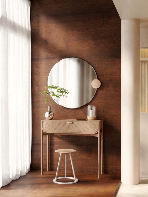 Hartô Sonia round mirror, 90 cm, natural glass - oak, decoration image