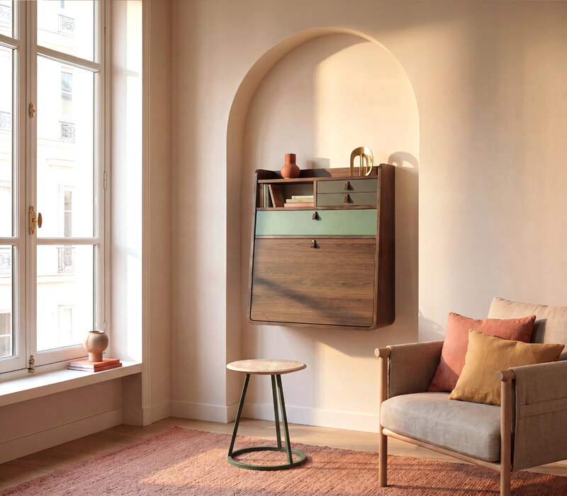 Hartô Gaston wall desk, 60 cm, stained oak - ash green - sage, view 6