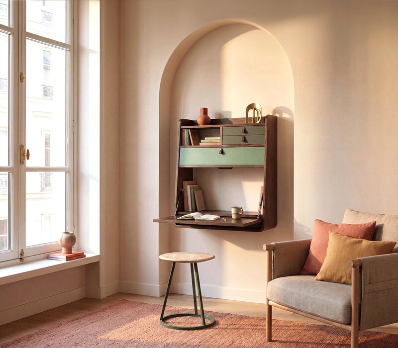 Hartô Gaston wall desk, 60 cm, stained oak - ash green - sage, view 7