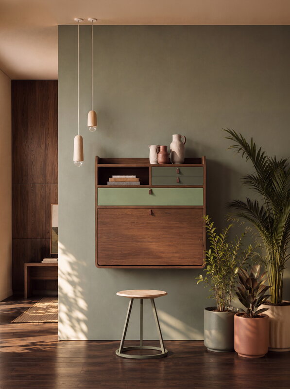 Hartô Gaston wall desk, 80 cm, stained oak - ash green - sage, view 2