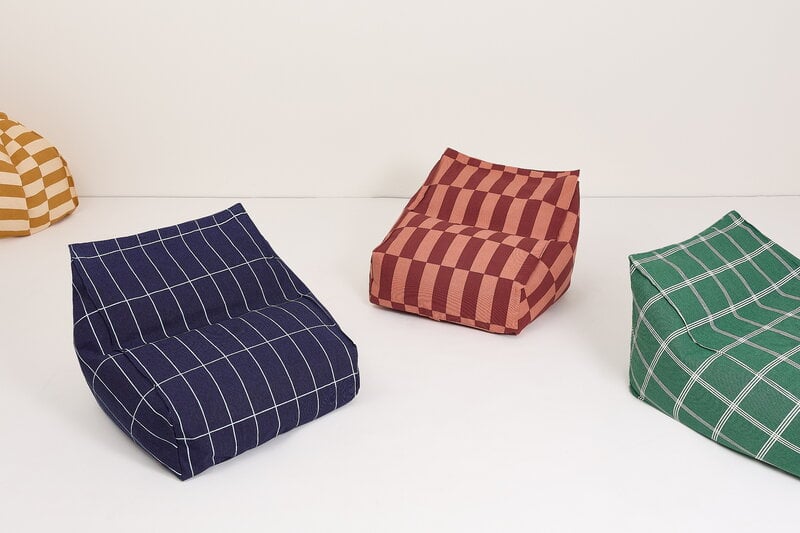 Nobodinoz Vibes kids' armchair beanbag, green white windowpane, view 6
