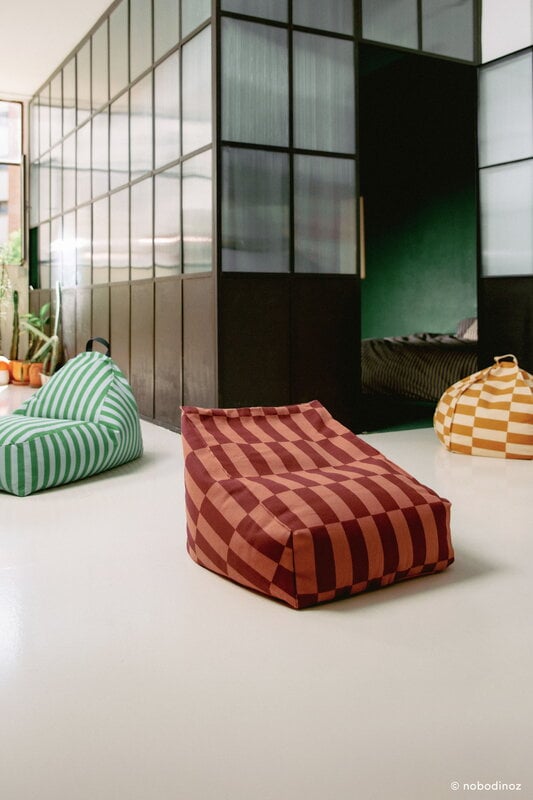 Nobodinoz Vibes kids' armchair beanbag, maroon tiles, view 2