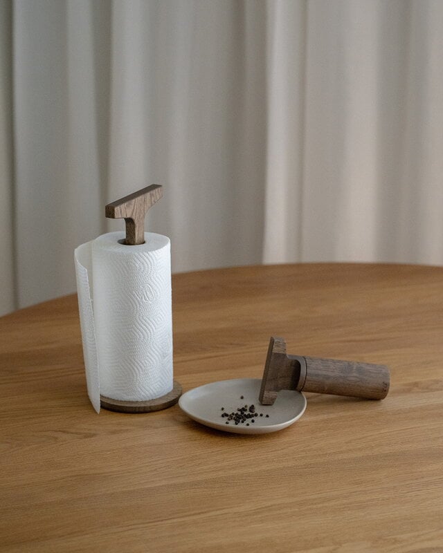 Ro Collection Toolie kitchen roll holder, dark stained oak, decoration image