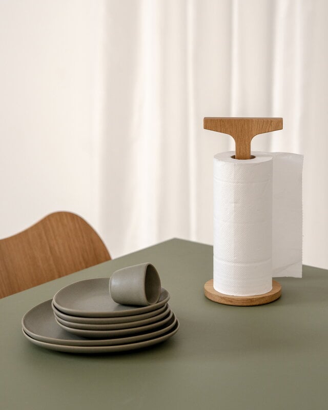 Ro Collection Toolie kitchen roll holder, oiled oak, decoration image
