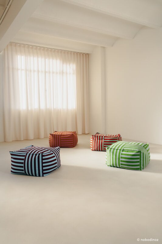 Nobodinoz Otto ottoman beanbag, 55 x 55 cm, burgundy blue stripes, view 7