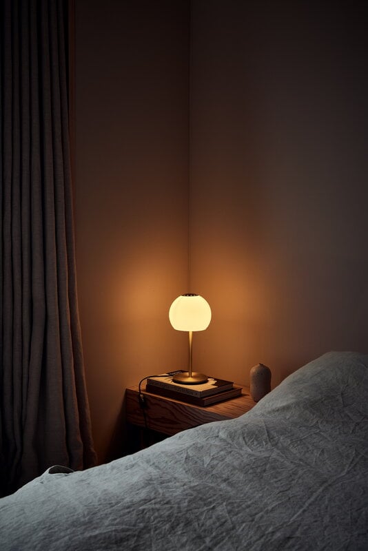 Frandsen Ball Glass table lamp, 18 cm, sand grey, decoration image