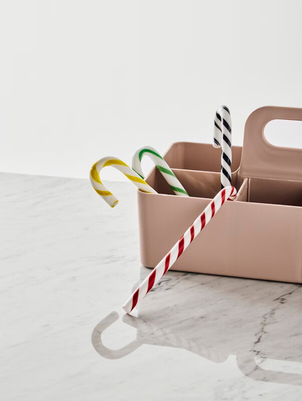 Kosta Boda Polka candy cane glass ornament, 170 mm, 3 pcs, white - yellow, decoration image