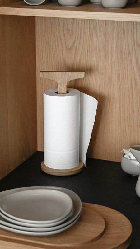 Ro Collection Toolie kitchen roll holder, oiled oak, decoration image