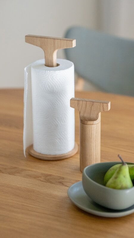Ro Collection Toolie kitchen roll holder, oiled oak, decoration image