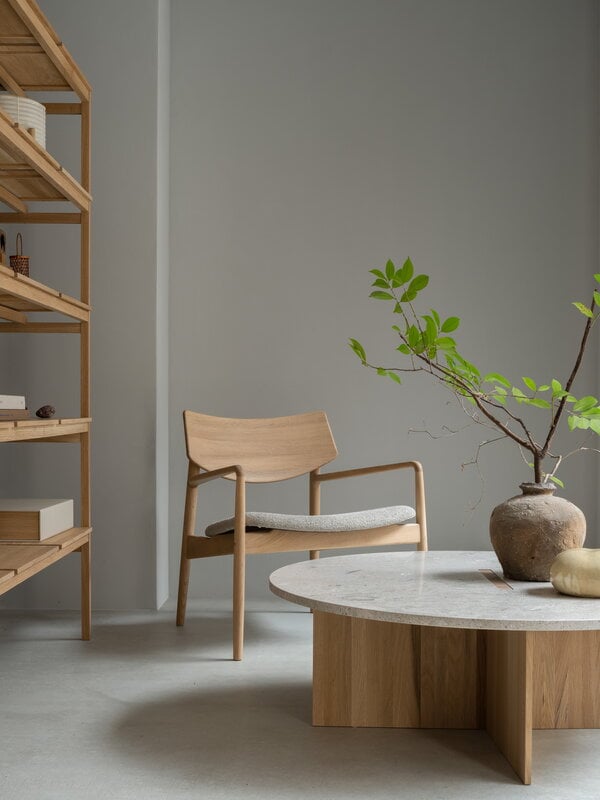 Karimoku Case N-ST01 table basse, 100 x 100 cm, chêne laqué - marbre, image décorative