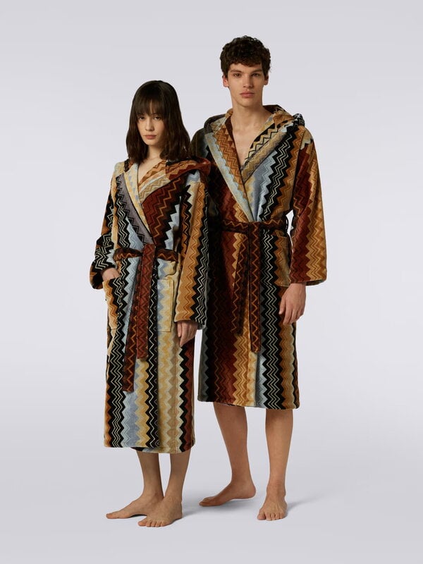 Missoni Home Giacomo kylpytakki hupulla, 160 musta monivärinen, sisustuskuva