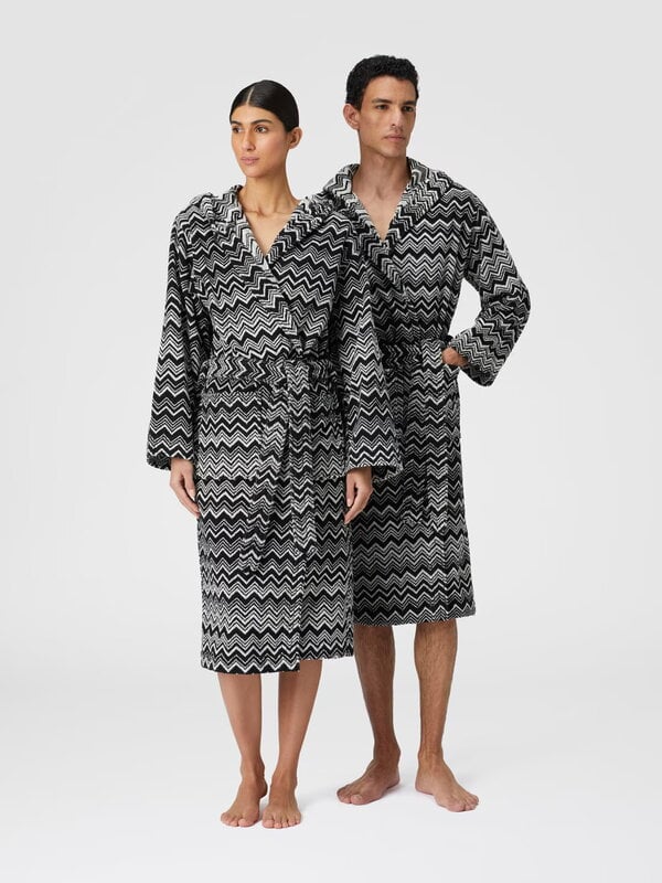 Missoni Home Bata de baño con capucha Keith, 601 negro y blanco, imagen de decoración
