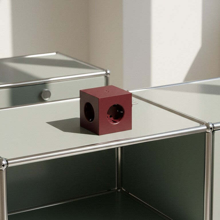 Avolt Square 2 USB-C wall socket extender, mulberry red, Avolt x Bauhaus-Archiv, decoration image