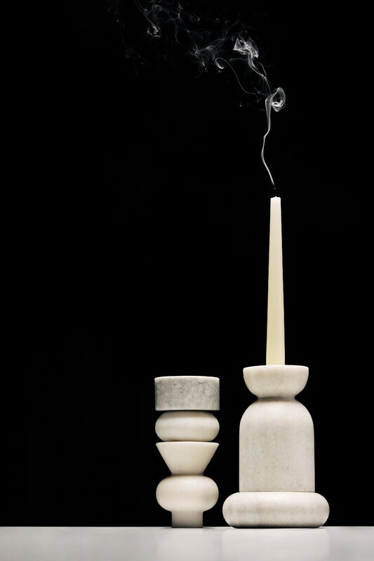 Tom Dixon Stone stacking candleholder, white, decoration image