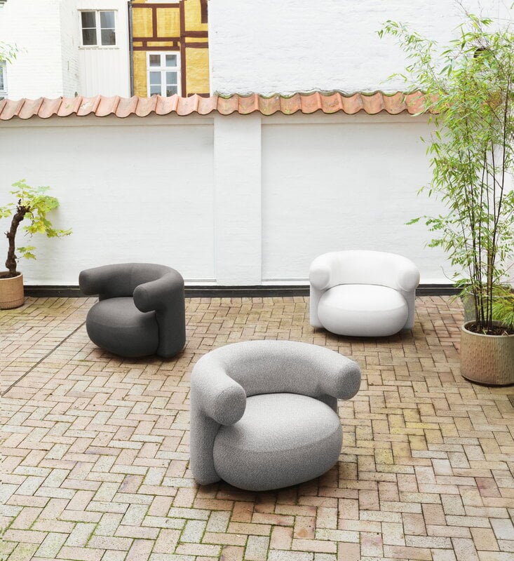 Normann Copenhagen Fauteuil de jardin Burra, pivotant avec retour, Wander Wolf, image décorative