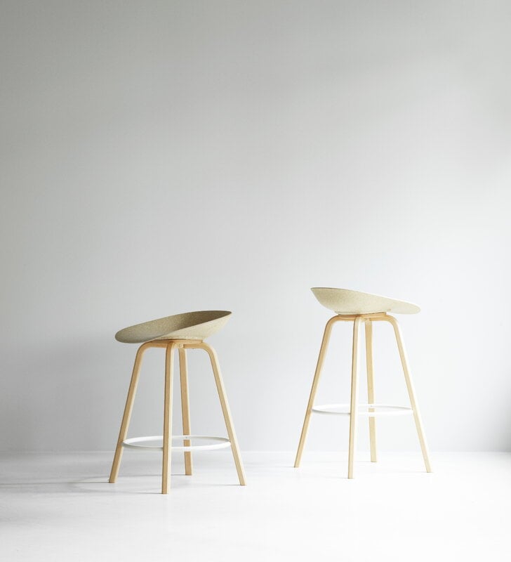 Normann Copenhagen Mat Barhocker, 65 cm, Buche - Creme Stahl - Hanf, dekorationsbild