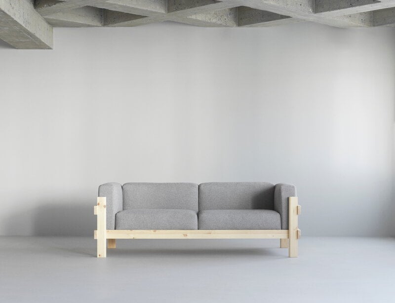 Normann Copenhagen Kube Sofa, 3-Sitzer, Kiefer - Remix 133 grau, dekorationsbild