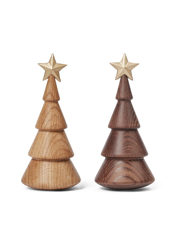 Spring Copenhagen The Christmas Tree figurine, oak - gold star, decoration image