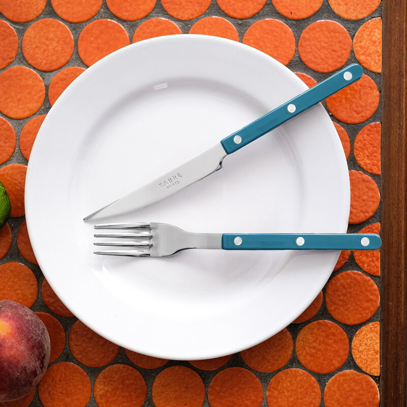 Sabre Paris Bistrot Solid dinner knife, aquamarine, decoration image