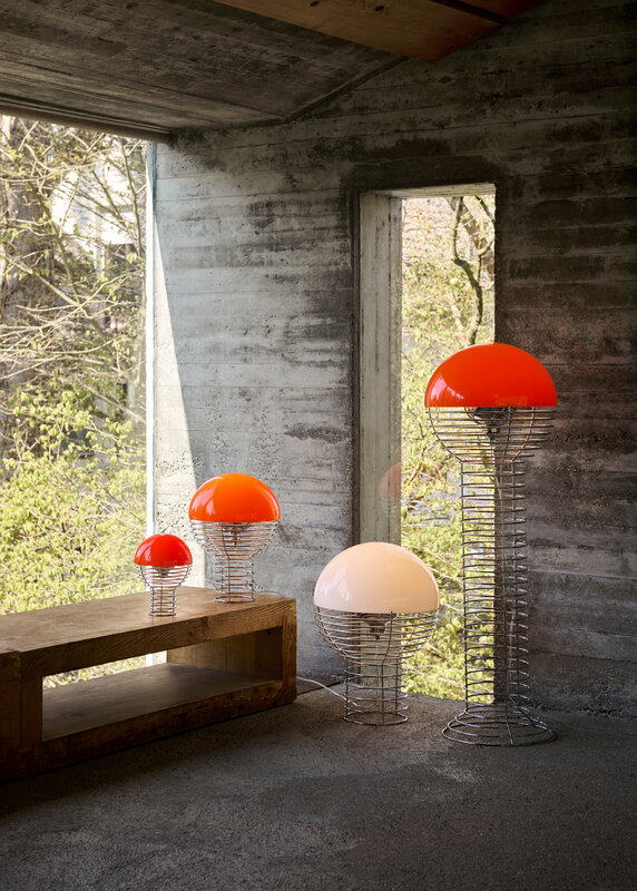 Verpan Wire floor lamp, chrome - orange, decoration image