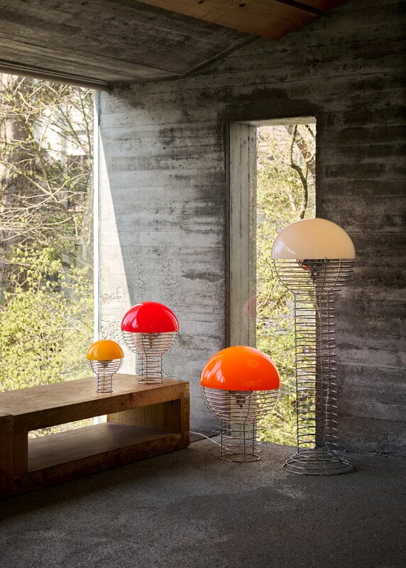Verpan Wire - Lampe de table portable, 18 cm, chrome - jaune, image décorative