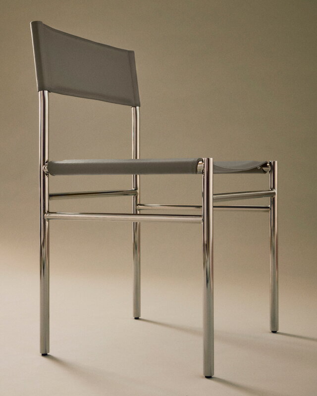 FORMARKIVET Ferra chair, steel - warm grey leather, decoration image