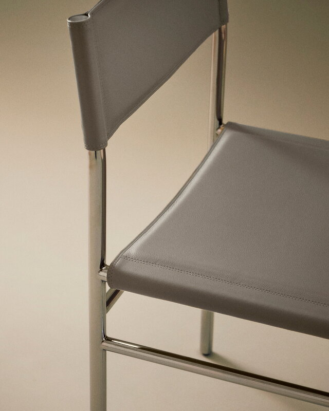 FORMARKIVET Ferra chair, steel - warm grey leather, decoration image