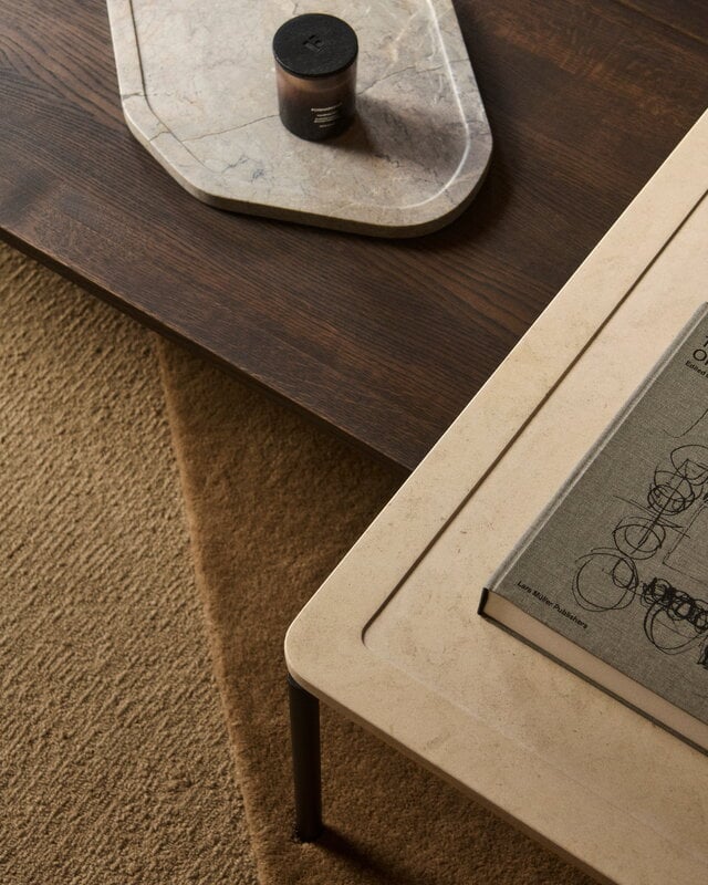 FORMARKIVET Dapple coffee table, square, black - Medium Moleanos limestone, view 5