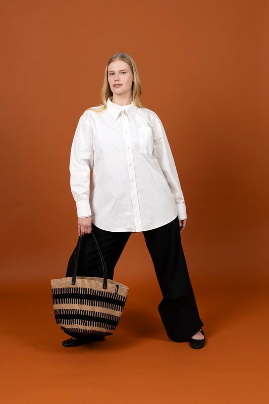 Mifuko Pamba cesta shopper, M, negro - marrón, vista 3