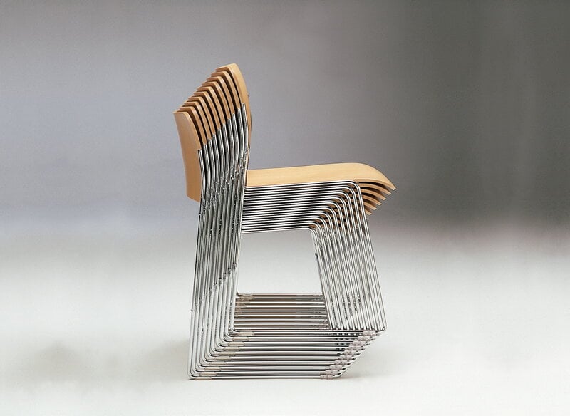 HOWE 40/4 side chair, stackable sled base, chrome - oak veneer, view 17