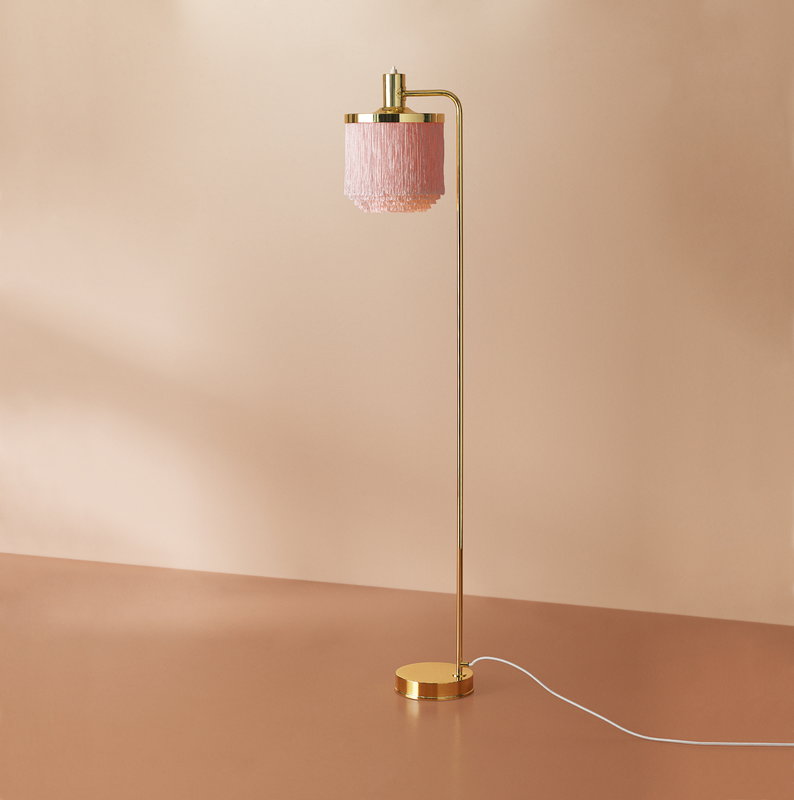Warm Nordic Fringe Floor Lamp Pale, Pink Floor Lamp Shade