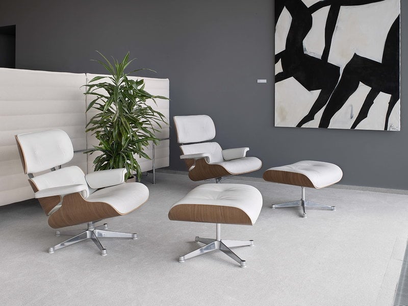 Vitra Eames Lounge Chair Classic Size, White Leather Eames Chair