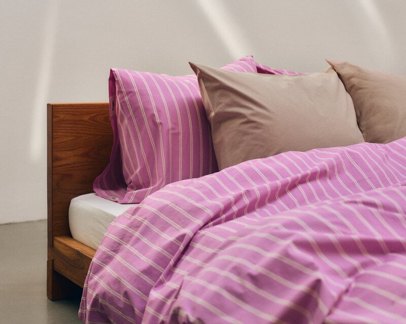 Tekla Single duvet cover, 150 x 210 cm, mallow pink stripes