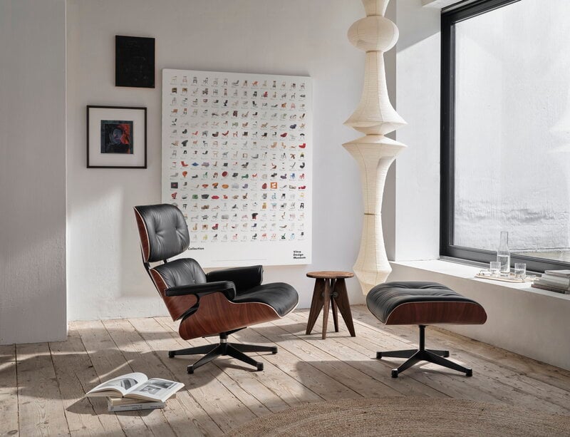 Eames Lounge Chair, new size, palisander - black leather