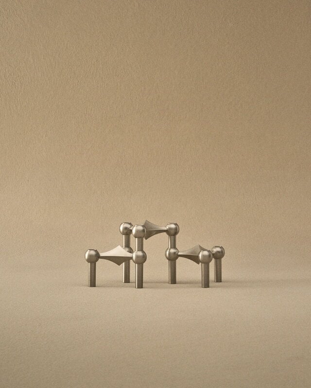 STOFF Copenhagen STOFF Nagel candleholder, set of 3, brushed chrome, view 3