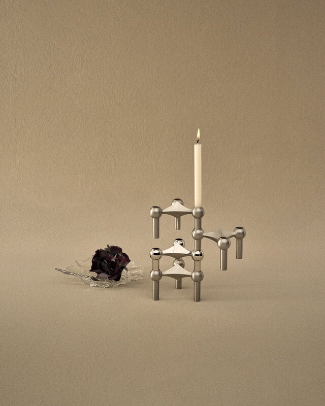 STOFF Copenhagen STOFF Nagel candleholder, set of 3, brushed chrome, view 2