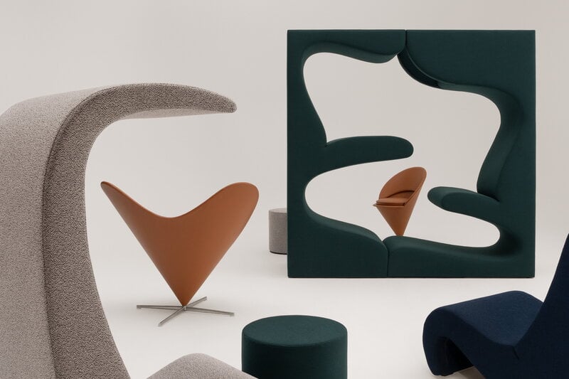 Vitra Heart Cone Chair poltrona lounge, acciaio - Leather Premium F 97 cognac, immagine decorativa