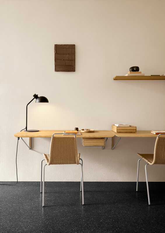 Carl Hansen & Søn Bureau mural AB019, 120 x 60 cm, chêne huilé - acier inoxydable, image décorative