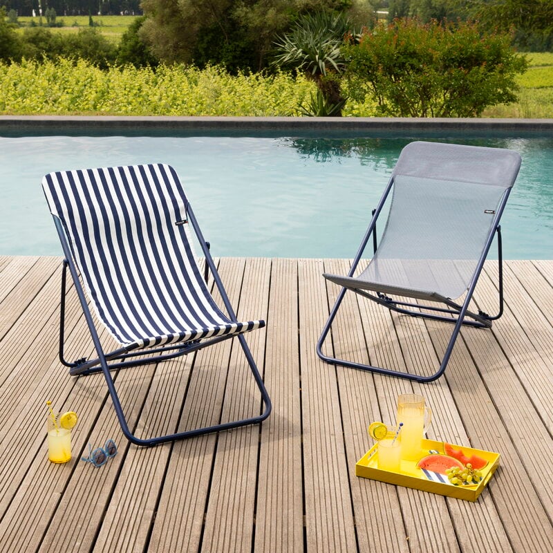 Lafuma Mobilier Maxi Transat deckchair, CB striped indigo, decoration image