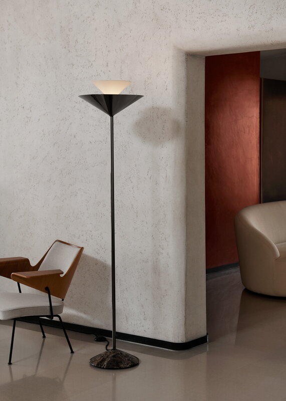 &Tradition Gio LN28 floor lamp, Emperador marble - dark chrome - ecru, view 12