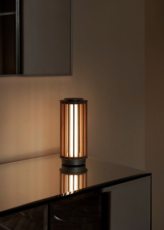 &Tradition Numbra TY3 portable lamp, tumbled aluminium - lacquered oak, view 14