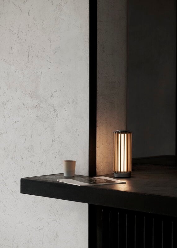 &Tradition Numbra TY3 portable lamp, tumbled aluminium - lacquered oak, view 2