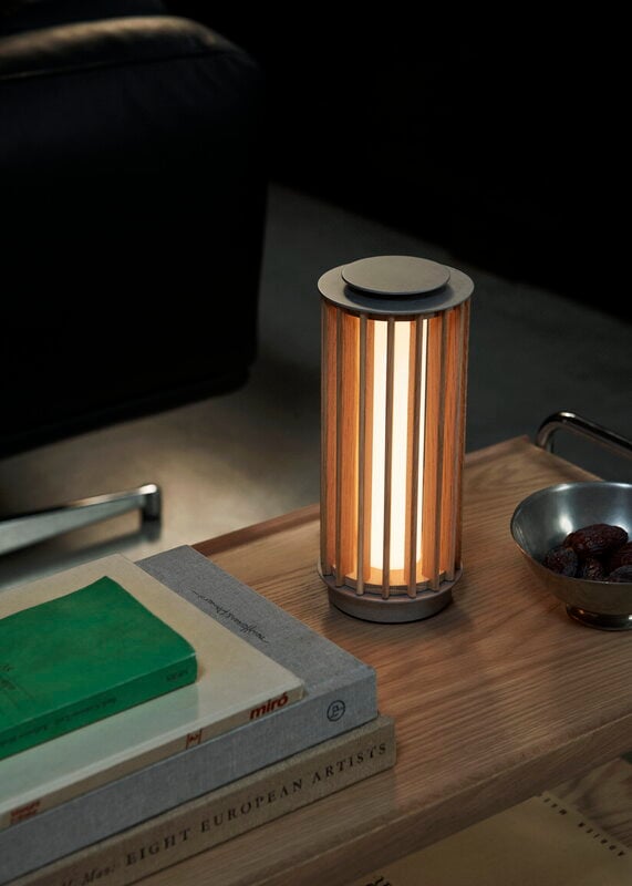 &Tradition Numbra TY3 portable lamp, tumbled aluminium - lacquered oak, view 6