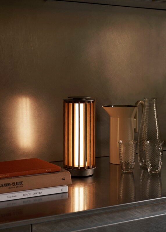 &Tradition Numbra TY3 portable lamp, tumbled aluminium - lacquered oak, view 9