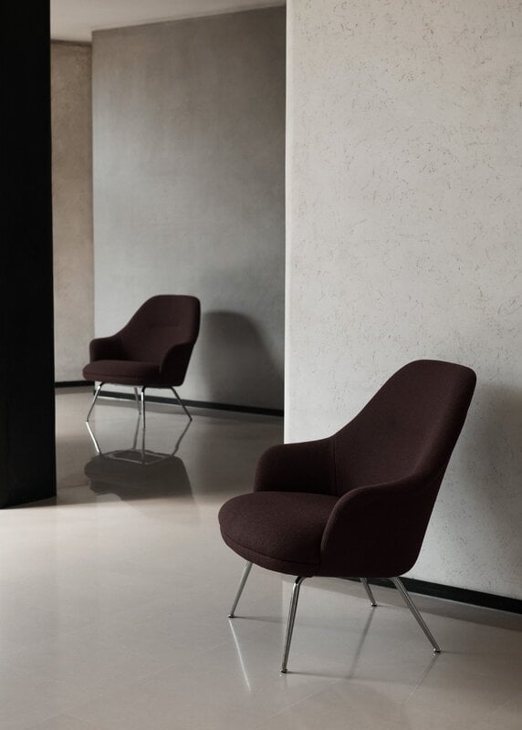 &Tradition Rely HW140 lounge chair, tube base, high, polished aluminium - Saxion 0397, vista 4
