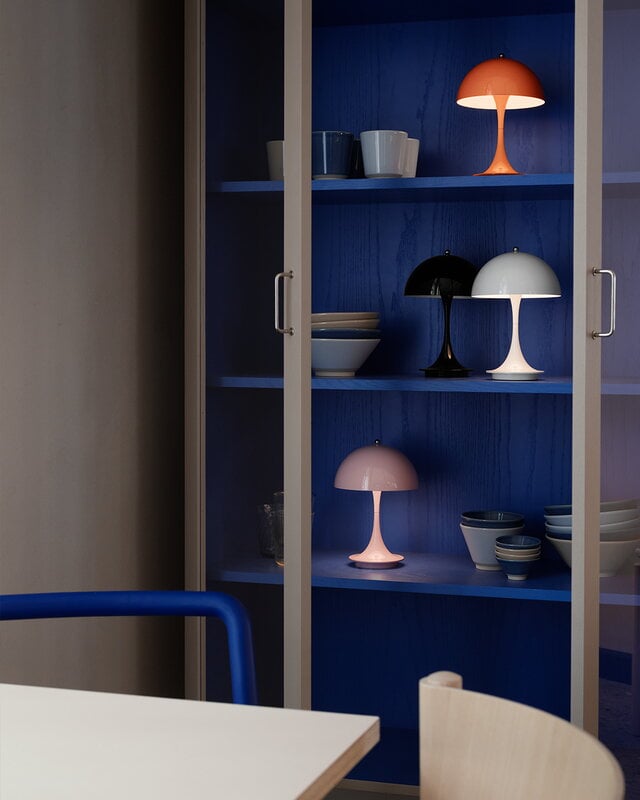 Louis Poulsen - Panthella Portable Metal in 'Pale Rose'. Designed by Verner  Panton. This portable version of Panthella makes enjoying both the design  and quality of its light easier as the lamp