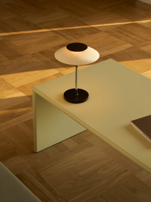Louis Poulsen PH 80 portable table lamp, opal white - high lustre chrome plated, decoration image