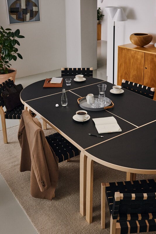 Artek Aalto Tisch 95, Birke - schwarzes Linoleum, Ansicht 4